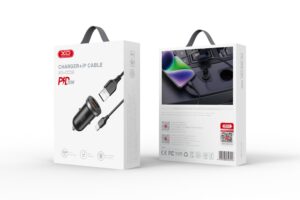 XO CC56 MINI ΦΟΡΤΙΣΤΗΣ ΑΥΤΟΚΙΝΗΤΟΥ ΜΕ ΚΑΛΩΔΙΟ LIGHTNING, 2 ΘΥΡΕΣ, 30W, ΜΑΥΡΟΣ
