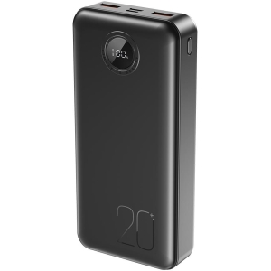 XO PR239 POWERBANK QC3.0 22.5W + PD20W ME ΟΘΟΝΗ, 20000MAH, ΜΑΥΡΟ