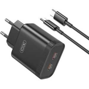 XO L105 ΦΟΡΤΙΣΤΗΣ, 35W, 2 ΘΥΡΕΣ PD, ΜΕ ΚΑΛΩΔΙΟ TYPE-C, ΜΑΥΡΟΣ (NB-Q190A)