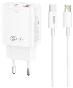XO L130 ΦΟΡΤΙΣΤΗΣ PD30W/QC18W, ΜΕ ΚΑΛΩΔΙΟ LIGHTNING, 1 ΘΥΡΑ USB + 1 ΘΥΡΑ PD, ΛΕΥΚΟΣ