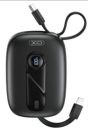 XO PR246 POWERBANK PD 20W + 22.5W(IP) ΜΕ ΕΝΣΩΜΑΤΩΜΕΝΟ ΚΑΛΩΔΙΟ TYPE-C ΚΑΙ LIGHTNING , ΟΘΟΝΗ, 10000mAh , ΜΑΥΡΟ