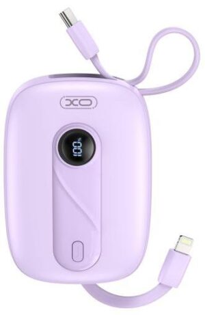 XO PR246 POWERBANK PD 20W + 22.5W(IP) ΜΕ ΕΝΣΩΜΑΤΩΜΕΝΟ ΚΑΛΩΔΙΟ TYPE-C ΚΑΙ LIGHTNING , ΟΘΟΝΗ, 10000mAh , ΜΩΒ