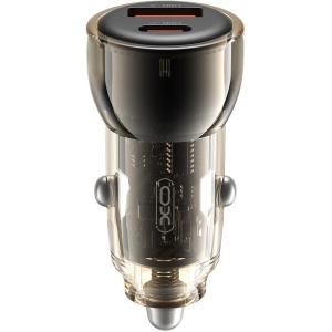 XO CC60 ΦΟΡΤΙΣΤΗΣ ΑΥΤΟΚΙΝΗΤΟΥ 60W, 1 ΘΥΡΑ TYPE-C + 1 ΘΥΡΑ USB, ΔΙΑΦΑΝΟΣ ΜΑΥΡΟ