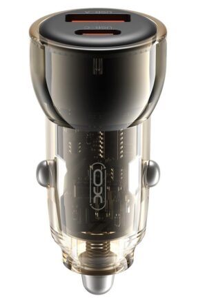 XO CC60 ΦΟΡΤΙΣΤΗΣ ΑΥΤΟΚΙΝΗΤΟΥ 60W, 1 ΘΥΡΑ TYPE-C + 1 ΘΥΡΑ USB, ΔΙΑΦΑΝΟΣ ΜΑΥΡΟ