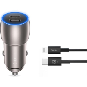 XO CC51 ΦΟΡΤΙΣΤΗΣ ΑΥΤΟΚΙΝΗΤΟΥ PD 40W, ΜΕ ΚΑΛΩΔΙΟ LIGHTNING,  2 ΘΥΡΕΣ TYPE-C , ΜΕΤΑΛΛΙΚΟΣ