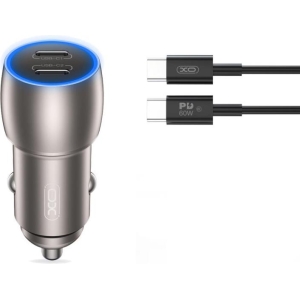 XO CC51 ΦΟΡΤΙΣΤΗΣ ΑΥΤΟΚΙΝΗΤΟΥ PD 40W, ΜΕ ΚΑΛΩΔΙΟ TYPE-C,  2 ΘΥΡΕΣ TYPE-C , ΜΕΤΑΛΛΙΚΟΣ
