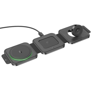 HOCO CQ4 ΑΝΑΔΙΠΛΩΜΕΝΗ MAGSAFE ΒΑΣΗ ΦΟΡΤΙΣΗΣ , 3 ΣΕ 1, 15W, , ΜΑΥΡΗ