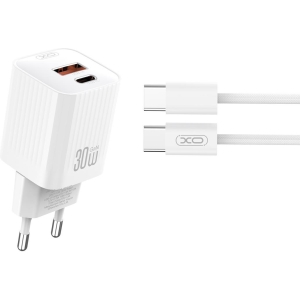 XO L149 ΦΟΡΤΙΣΤΗΣ PD30W 1 ΘΥΡΑ USB-A, 1 ΘΥΡΑ TYPE-C ΜΕ ΚΑΛΩΔΙΟ TYPE-C, ΛΕΥΚΟΣ