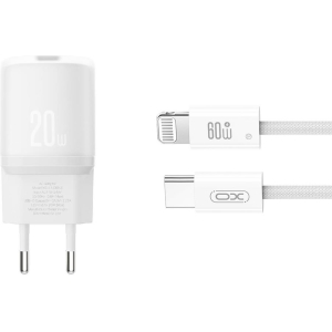 XO L143 ΦΟΡΤΙΣΤΗΣ PD20W, 1 ΘΥΡΑ TYPE-C, ΜΕ ΚΑΛΩΔΙΟ LIGHTNING, ΛΕΥΚΟΣ