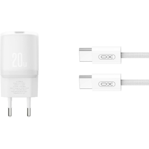XO L143 ΦΟΡΤΙΣΤΗΣ PD20W, 1 ΘΥΡΑ TYPE-C, ΜΕ ΚΑΛΩΔΙΟ TYPE-C, ΛΕΥΚΟΣ