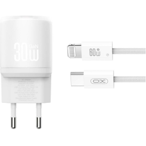 XO L150 ΦΟΡΤΙΣΤΗΣ 30W 1 ΘΥΡΑ TYPE-C, ΜΕ ΚΑΛΩΔΙΟ LIGHTNING, ΛΕΥΚΟΣ