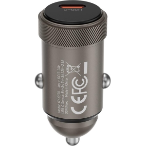 XO CC70 MINI METAL ΦΟΡΤΙΣΤΗΣ ΑΥΤΟΚΙΝΗΤΟΥ, PD30W, 1 ΘΥΡΑ PD, ΜΑΥΡΟΣ