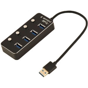 GEMBIRD USB HUB 3.1 ΜΕ ΔΙΑΚΟΠΤΕΣ, 4 PORT, ΜΑΥΡΟ