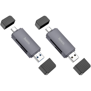 HOCO HB45 SPIRIT 2-IN-1 CARD READER(USB3.0-TYPEC3.0),ΓΚΡΙ
