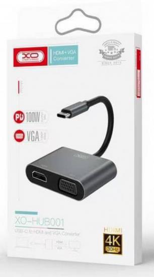 XO HUB001 4 IN 1 TYPEC TO HDMI/VGA/USB3.0/PD CHARGING - Image 2