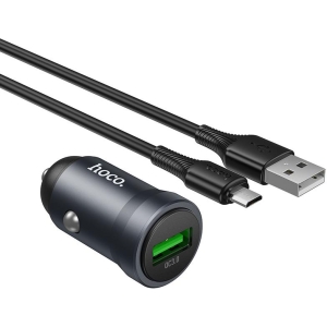 HOCO Z62 ΦΟΡΤΙΣΤΗΣ ΑΥΤΟΚΙΝΗΤΟΥ, ΜΕ MICRO USB ΚΑΛΩΔΙΟ, ΓΚΡΙ