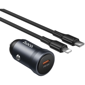 HOCO Z62A ΦΟΡΤΙΣΤΗΣ ΑΥΤΟΚΙΝΗΤΟΥ, ΜΕ TYPE-C TO LIGHTNING ΚΑΛΩΔΙΟ, ΓΚΡΙ