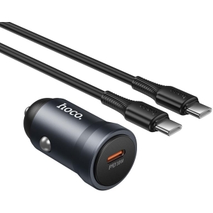 HOCO Z62A ΦΟΡΤΙΣΤΗΣ ΑΥΤΟΚΙΝΗΤΟΥ, ΜΕ ΚΑΛΩΔΙΟ TYPE-C TO TYPE-C, ΓΚΡΙ