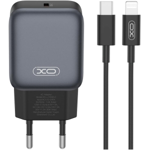 XO L155 ΦΟΡΤΙΣΤΗΣ 30W TYPEC, ΜΕ ΚΑΛΩΔΙΟ LIGHTNING, ΜΑΥΡΟΣ