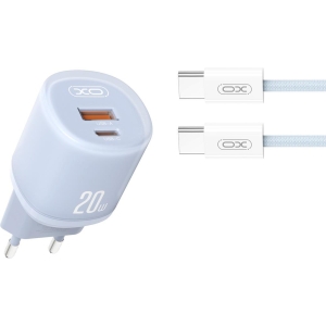 XO L144 ΦΟΡΤΙΣΤΗΣ 20W, 2 ΘΥΡΕΣ, ΜΕ ΚΑΛΩΔΙΟ TYPE-C, ΜΠΛΕ