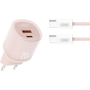XO L144 ΦΟΡΤΙΣΤΗΣ 20W, 2 ΘΥΡΕΣ, ΜΕ ΚΑΛΩΔΙΟ TYPE-C, ΡΟΖ