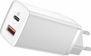 BASEUS GAN 2 LITE ΦΟΡΤΙΣΤΗΣ ΓΡΗΓΟΡΗΣ ΦΟΡΤΙΣΗΣ, 2 ΘΥΡΕΣ, 65W, ΛΕΥΚΟΣ