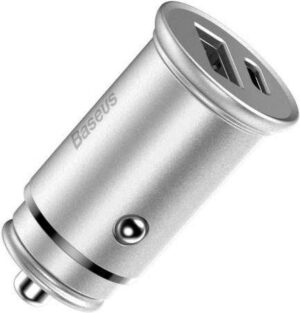 BASEUS CIRCULAR METAL, ΦΟΡΤΙΣΤΗΣ ΑΥΤΟΚΙΝΗΤΟΥ ΓΡΗΓΟΡΗΣ ΦΟΡΤΙΣΗΣ, 2 ΘΥΡΕΣ, 30W, ΑΣΗΜΙ