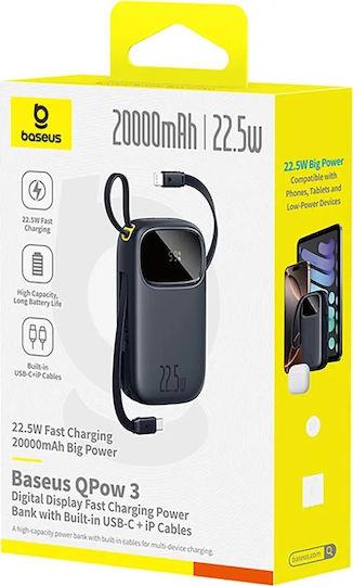 BASEUS ENERFILL FC31, POWERBANK, 20000MAh, ΜΕ 2 ΚΑΛΩΔΙΑ, 22.5W, ΜΕ ΨΗΦΙΑΚΗ ΟΘΟΝΗ, ΜΑΥΡΟ - Image 3