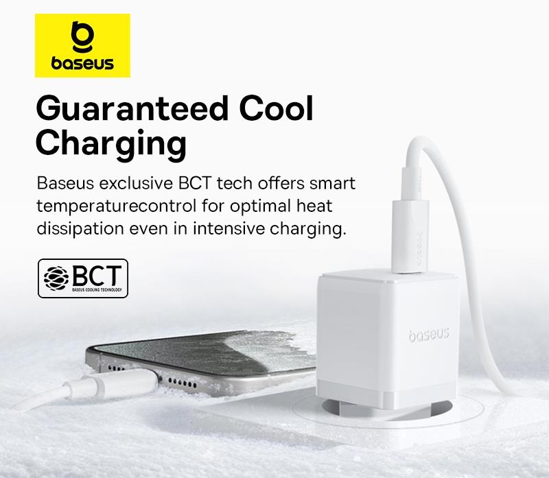 BASEUS PALM ΦΟΡΤΙΣΤΗΣ ΓΡΗΓΟΡΗΣ ΦΟΡΤΙΣΗΣ, 1 ΘΥΡA, ΠΕΡΙΛΑΜΒΑΝΕΙ ΚΑΛΩΔΙΟ TYPE-C ΣΕ LIGHTNING, 20W, ΛΕΥΚΟΣ - Image 2