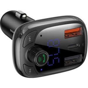 BASEUS T SHAPED S-13, BLUETOOTH FM TRANSMITTER, MP3 PLAYER, ΜΑΥΡΟ