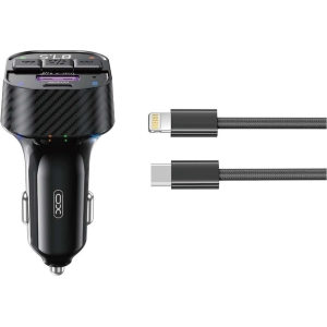 XO BCC17 FM TRANSMITER ΚΑΙ ΦΟΡΤΙΣΤΗΣ ΑΥΤΟΚΙΝΗΤΟΥ, PD30W, 2 ΘΥΡΕΣ, ΜΕ ΚΑΛΩΔΙΟ LIGHTNING, ΜΑΥΡΟΣ