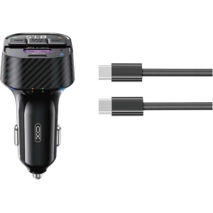 XO BCC17 FM TRANSMITER ΚΑΙ ΦΟΡΤΙΣΤΗΣ ΑΥΤΟΚΙΝΗΤΟΥ, PD30W, 2 ΘΥΡΕΣ, ΜΕ ΚΑΛΩΔΙΟ TYPE-C, ΜΑΥΡΟΣ