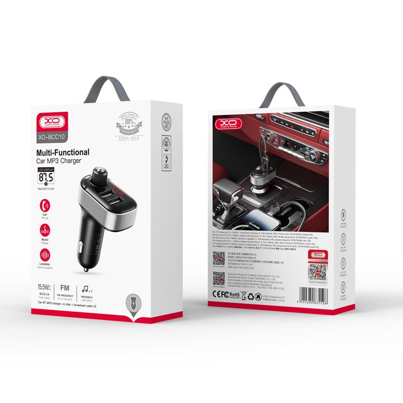XO BCC10 SMART BLUETOOTH TRANSMITER ΚΑΙ ΦΟΡΤΙΣΤΗΣ, 2 ΘΥΡΕΣ, ΜΑΥΡΟ - Image 3
