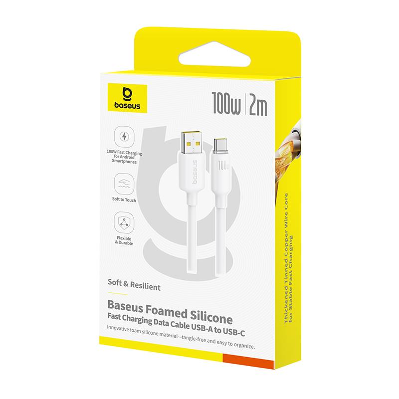 BASEUS FOAMED SILICONE, ΚΑΛΩΔΙΟ ΓΡΗΓΟΡΗΣ ΦΟΡΤΙΣΗΣ, TYPE-C, 100W, 2M, ΜΑΥΡΟ - Image 2