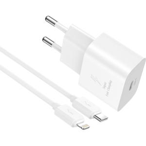 XO L167, ΦΟΡΤΙΣΤΗΣ ΓΡΗΓΟΡΗΣ ΦΟΡΤΙΣΗΣ, 25W, TYPE-C, ΜΕ ΚΑΛΩΔΙΟ TYPE-C ΣΕ LIGHTNING, ΛΕΥΚΟ