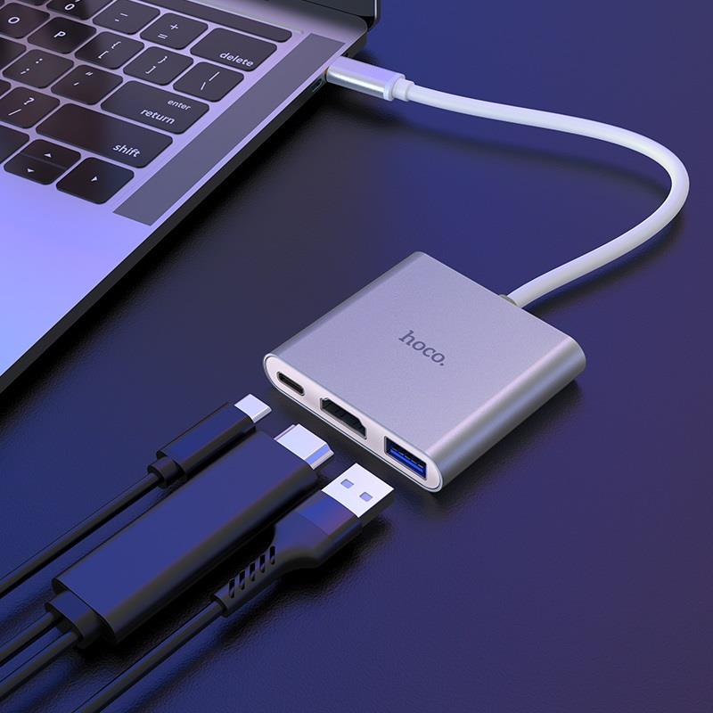 HOCO HB14 TYPE-C HUB EASY USE ΜΕ USB3.0+HDMI+PD - Image 2