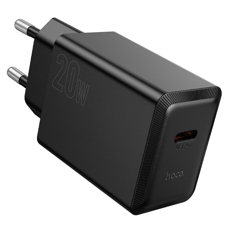HOCO N68 NUEVO ΦΟΡΤΙΣΤΗΣ PD20W, 1 ΘΥΡΑ, TYPE-C, ΜΑΥΡΟ