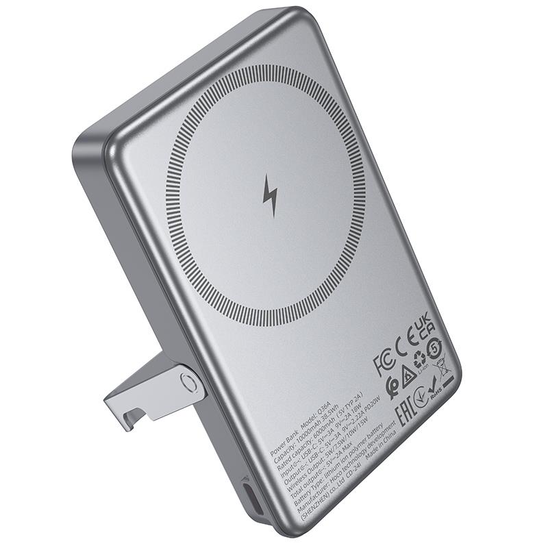 HOCO Q36A 20W POWER BANK, ΜΑΓΝΗΤΙΚΟ, HOLDER, 10.000MAH, ΓΚΡΙ - Image 2
