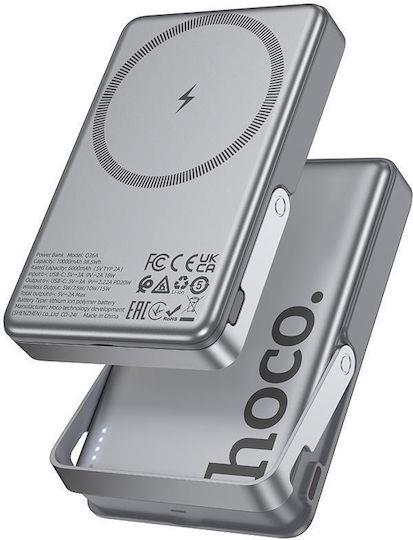 HOCO Q36 SUNLIGHT, POWERBANK, 5000MAh, ΜΑΓΝΗΤΙΚΟ, STAND, 20W, ΓΚΡΙ