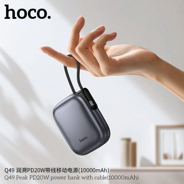 HOCO Q49 PEAK, POWEBANK, 10000MAh, ΜΕ 2 ΕΝΣΩΜΑΤΩΜΕΝΑ ΚΑΛΩΔΙΑ, ΓΚΡΙ - Image 2