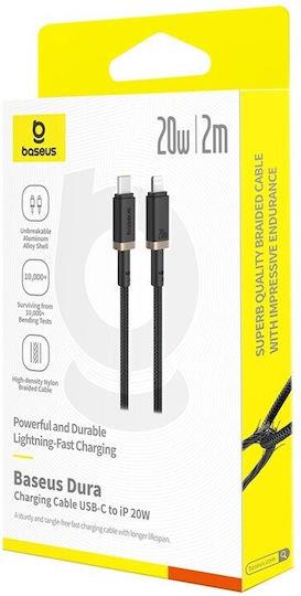 BASEUS DURA SERIES, ΚΑΛΩΔΙΟ ΓΡΗΓΟΡΗΣ ΦΟΡΤΙΣΗΣ, TYPE-C ΣΕ LIGHTNING, 20W, 2m, ΧΡΥΣΟ-ΜΑΥΡΟ - Image 4