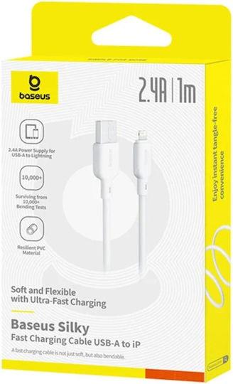 BASEUS SILKY SERIES, ΚΑΛΩΔΙΟ ΓΡΗΓΟΡΗΣ ΦΟΡΤΙΣΗΣ, LIGHTNING, 2,4A, 2m, ΛΕΥΚΟ - Image 4