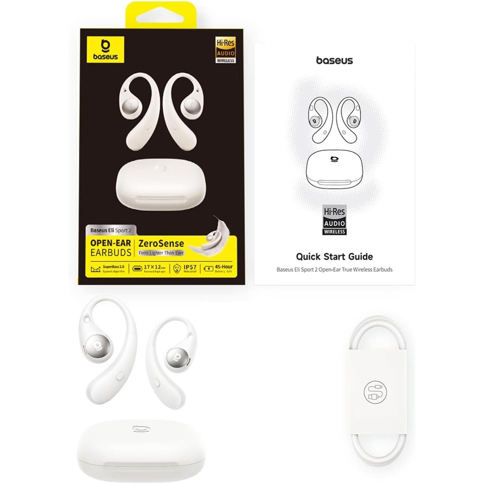BASEUS ELI SPORT 2, ΑΣΥΡΜΑΤΑ ΑΚΟΥΣΤΙΚΑ, OPEN EAR, TWS, ΛΕΥΚΑ - Image 3