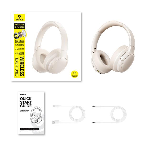 BASEUS BASS BH1 LITE, ΑΣΥΡΜΑΤΑ HEADPHONES, ΛΕΥΚΑ - Image 4