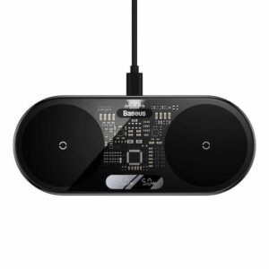 BASEUS DIGITAL LED DISPLAY, ΑΣΥΡΜΑΤΟΣ ΦΟΡΤΙΣΤΗΣ, 2 ΣΕ 1, 20W, ΜΑΥΡΟ