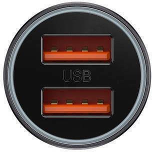 BASEUS GOLDEN CONTACTOR MAX, ΦΟΡΤΙΣΤΗΣ ΑΥΤΟΚΙΝΗΤΟΥ ΓΡΗΓΟΡΗΣ ΦΟΡΤΙΣΗΣ, 2 ΘΥΡΕΣ, 60W, ΓΚΡΙ - Image 2