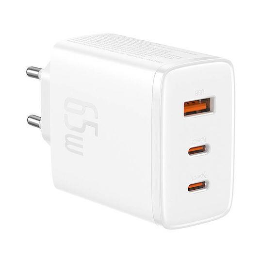 BASEUS CUBE PRO, ΦΟΡΤΙΣΤΗΣ ΓΡΗΓΟΡΗΣ ΦΟΡΤΙΣΗΣ, 3 ΘΥΡΕΣ, 65W, ΛΕΥΚΟ - Image 2