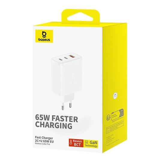 BASEUS CUBE PRO, ΦΟΡΤΙΣΤΗΣ ΓΡΗΓΟΡΗΣ ΦΟΡΤΙΣΗΣ, 3 ΘΥΡΕΣ, 65W, ΛΕΥΚΟ - Image 4