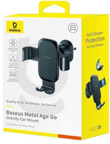 BASEUS METAL AGE GO, ΒΑΣΗ ΣΤΗΡΙΞΗΣ ΚΙΝΗΤΟΥ, ΑΕΡΑΓΩΓΟΥ, ΜΑΥΡΟ - Image 3