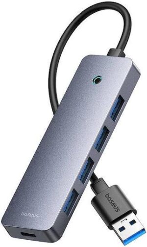 BASEUS ULTRAJOY SERIES, USB HUB, 4 ΘΥΡΕΣ, 1 ΘΥΡΑ TYPE-C, ΓΚΡΙ